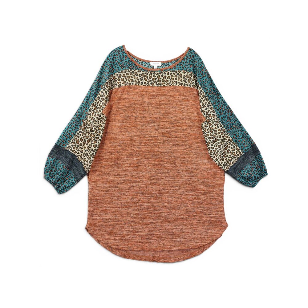 Umgee USA Small Tunic Dress Animal Print Colorblock Pocket Boho Shift Small - Picture 2 of 10